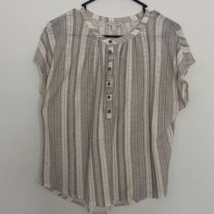 Lucky Brand Striped Button-Up Blouse